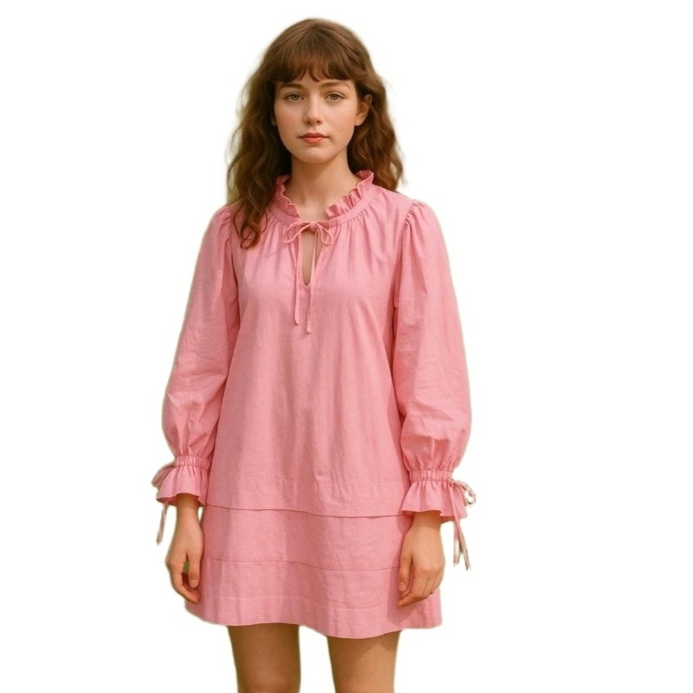 Monki Pink Ruffle-Neck Mini Dress
